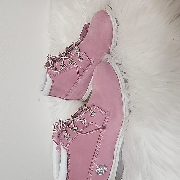Timberland Nellie Chukka Ankle Boots Pink Leather Rugged Lug Sole Spring Outdoor - Picture 8 of 11